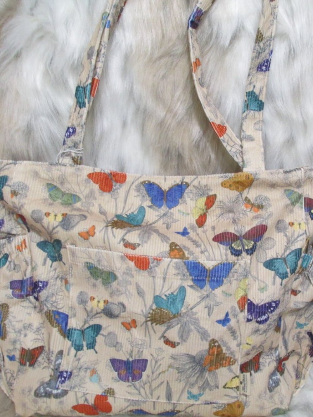 P3300-New Miss Adola Corduroy Butterflies Shoulder Bag/Tote